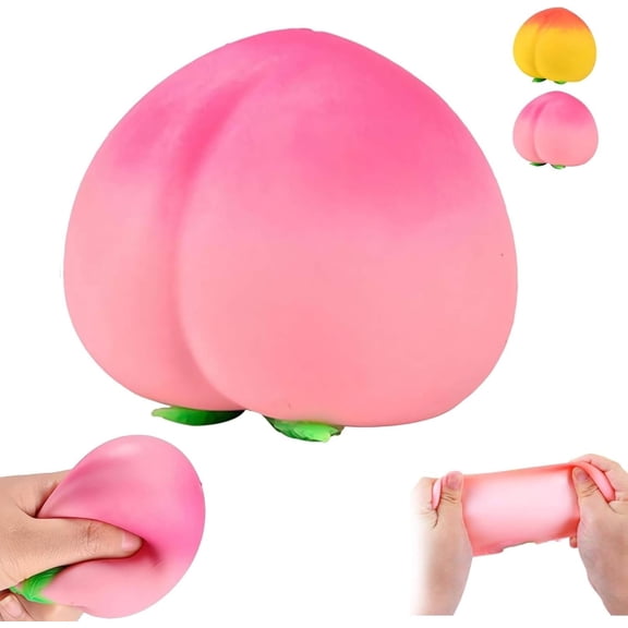 Peach Squishies, Slow Rising Stress Relief Toy, Realistic Peach Shaped Fruit Squeeze Balls, Soft Flexible Fidget Toys, Decompression Gift for Anxiety ADHD Adults Kids,Pink