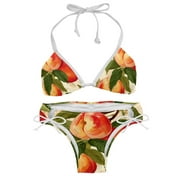 Peach Stylish Bikini Set with Detachable Sponge and Adjustable Strap, Two-Pack Swim Suits for Beach and Pool Parties