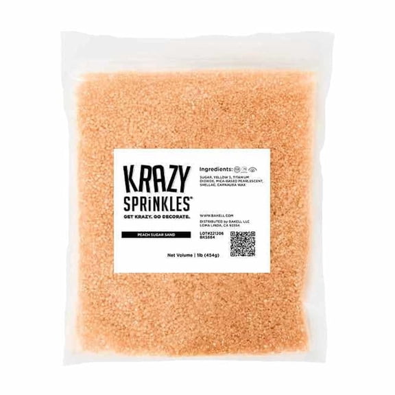 Krazy Sprinkles - Edible Peach Sugar Sand - Bold Cake Decoration, 1lb Bag