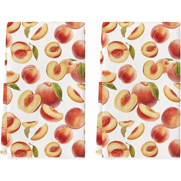 Peach Sweet Fruits Kitchen Towel Set, Quick Dry Hand Towels Absorbent Kitchen Dishcloth Suitable For Bathrooms,Kitchens, Spas, Gyms, Hotels,Gift For Birthdays, Housewarmings, And Holidays