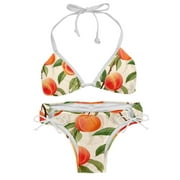 Peach Swimsuit Women Bikini Set with Detachable Sponge & Adjustable Strap, Two-Pack Ideal for Beach & Pool Parties