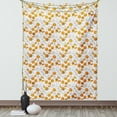thumbnail image 1 of Peach Tapestry, Hand-Drawn Silhouette Juicy Peach Slices Colored with Watercolor Print, Wall Hanging for Bedroom Living Room Dorm Decor, 40W X 60L Inches, Brown Orange and White, by Ambesonne, 1 of 5