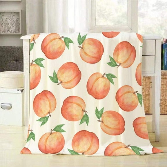 Peach Throw Blanket Watercolor Hand Drawn Peaches Seamless Pattern Decorative Soft Warm Cozy Flannel Plush Throws Blankets for Bedding Sofa Couch 60 X 80 Inch