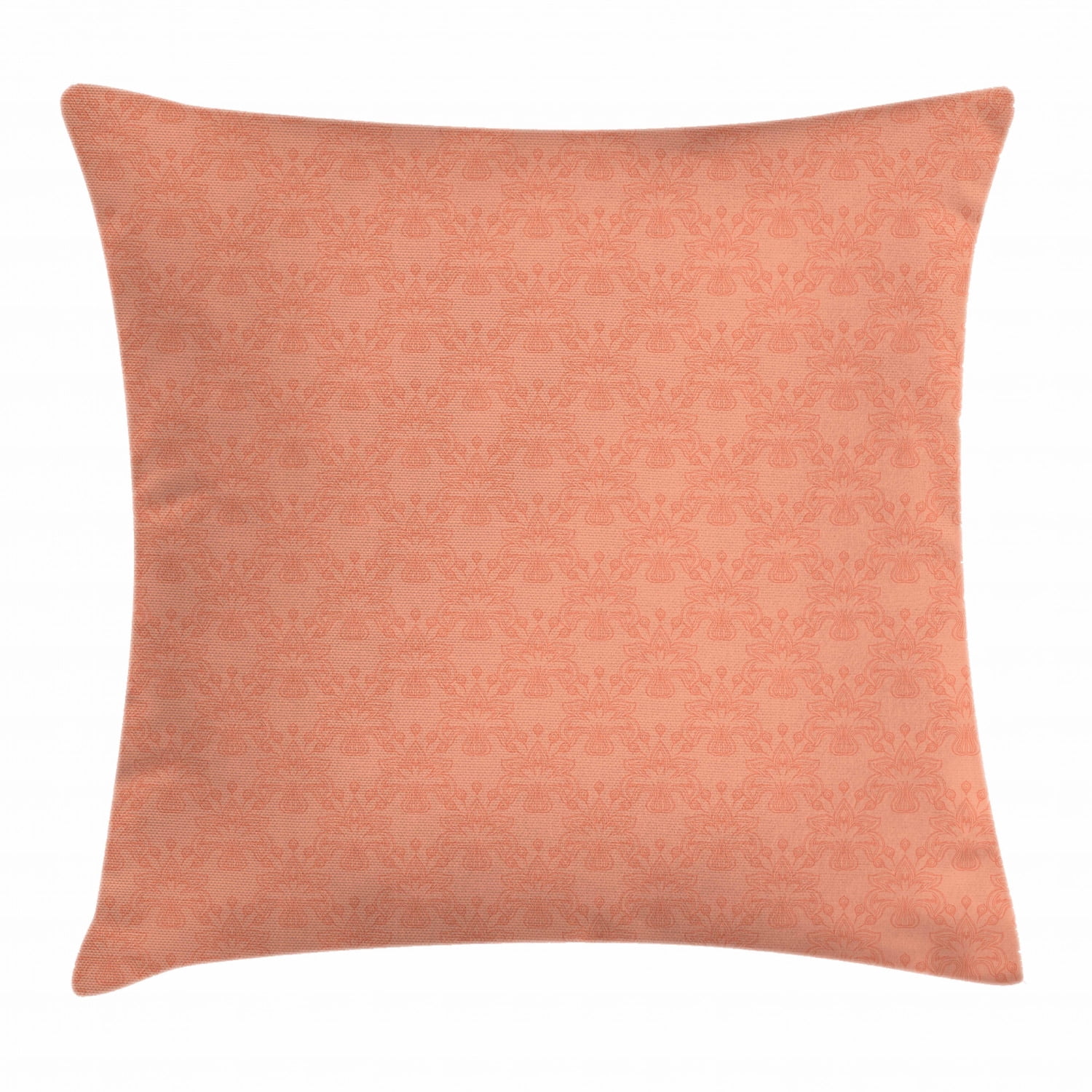 Peach Throw Pillow Cushion Cover, Flower Ornate Pattern Nature Inspired ...