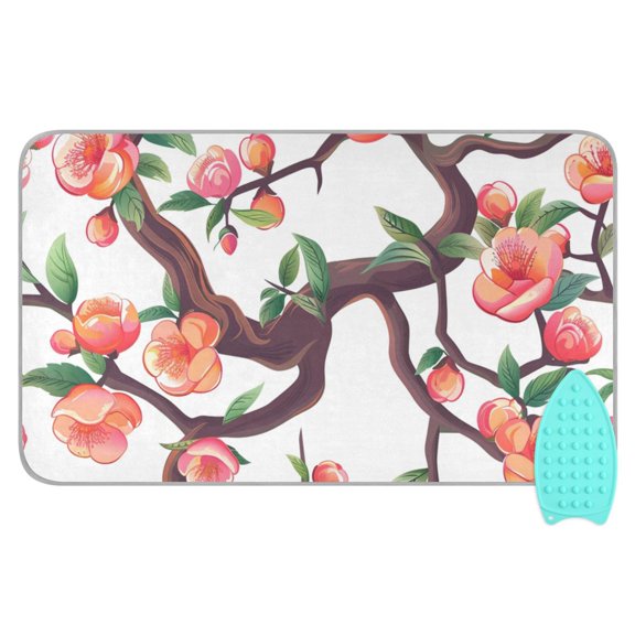 Peach Tree Blossom Cartoon Ironing Mat Blanket Portable Travel Ironing Pad Heat Resistant Pad 47.2" x 27.6