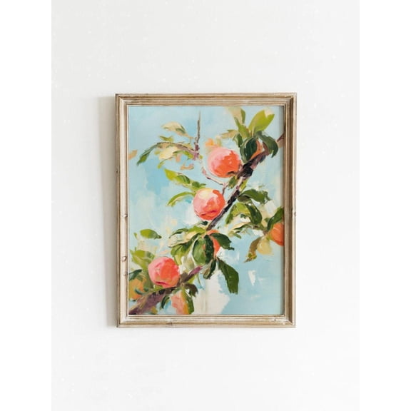 Peach Tree Farmhouse Decor Summer Botanical Wall Art, Unframed Poster