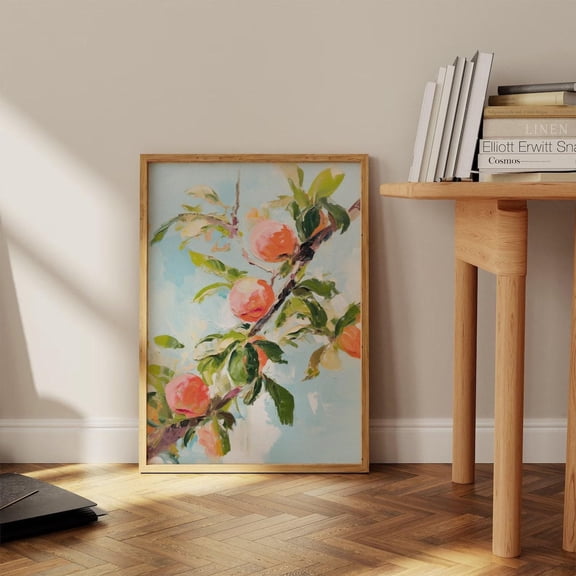 Peach Tree Farmhouse Decor Summer Fruit Wall Art, Unframed Poster