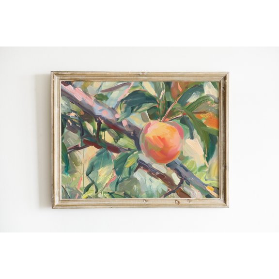 Peach Tree Painting Poster, Preppy Kitchen Summer Cottagecore Wall Art Print