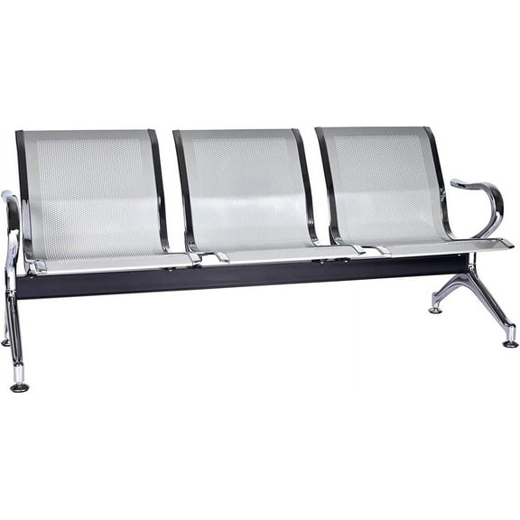 Peach Tree Reception Chair Waiting Room Chair with Arms Reception  for Business, Office, Hospital, Market, Airport, 3-Seat Guest Salon  Sliver