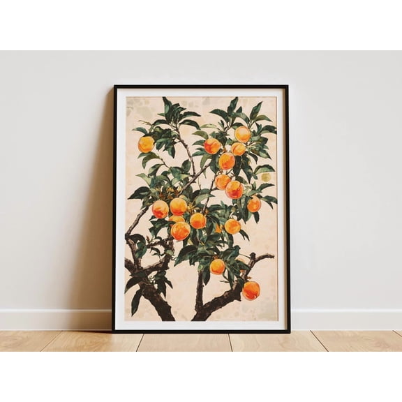Peach Tree Summer Fruit Botanical Kitchen Poster Unframed Paper Print