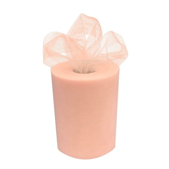 Peach Tulle Wedding Reception Decor - 6" x 100 Yards, Easter, Spring, Mothers Day, Fabric Netting Ribbon, Gift Wrap, Garland, Streamers, Wedding Veil, Swag, Bows, Church, School, Wreaths, DIY