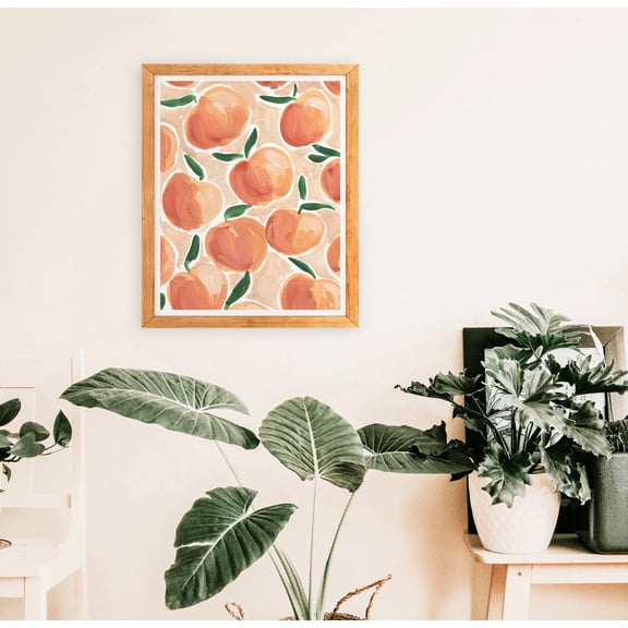 Peach Wall Art Poster Hand-Painted - Cozy Cottage Style, Unframed Canvas Size 8x12 F03.1.19l1440