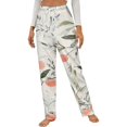 thumbnail image 1 of Peach Watercolor Floral Pattern Design Winter Female Pants Flannel High Waist Women Pants Lady Warm Straight Leg Plush Trousers, 1 of 7
