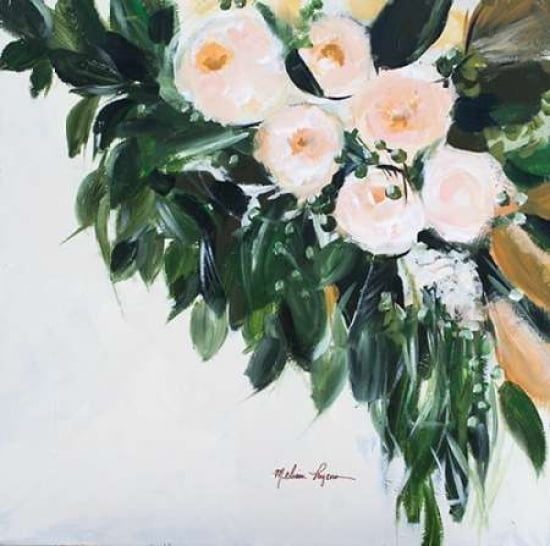 Peach Wedding Floral Canvas Art - Melissa Lyons (24 x 24)