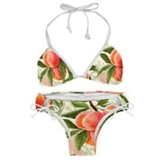 Peach Women's Swim Suit Bikini Set 2-Pack with Detachable Sponge and Adjustable Strap for Beach and Pool Parties