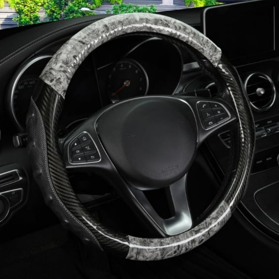 Peach Wood Grain Steering Wheel Cover Carbon Fiber Leather Breathable Anti-Slip Four Seasons Universal 15 Inch 38 cm Steering Covers