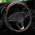 thumbnail image 1 of Peach Wood Grain Steering Wheel Cover Carbon Fiber Leather Breathable Anti-Slip Four Seasons Universal 15 Inch 38 cm Steering Covers, 1 of 6