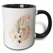 Peach and White Lily flowers Butterflies 11oz Two-Tone Black Mug mug-110527-4