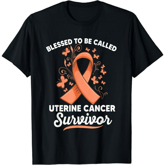 Peach ribbon support survivor of uterine cancer awareness T-Shirt