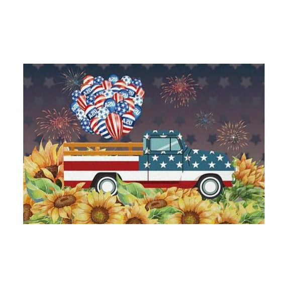 Peacheart 4th of July Patriotic Door Mat, Non-Slip Red Blue and White American Flag Welcome Doormat for Indoor Outdoor Entrance Patio Porch Independence Memorial Day Farmhouse Home Decor, 16x24 Inch