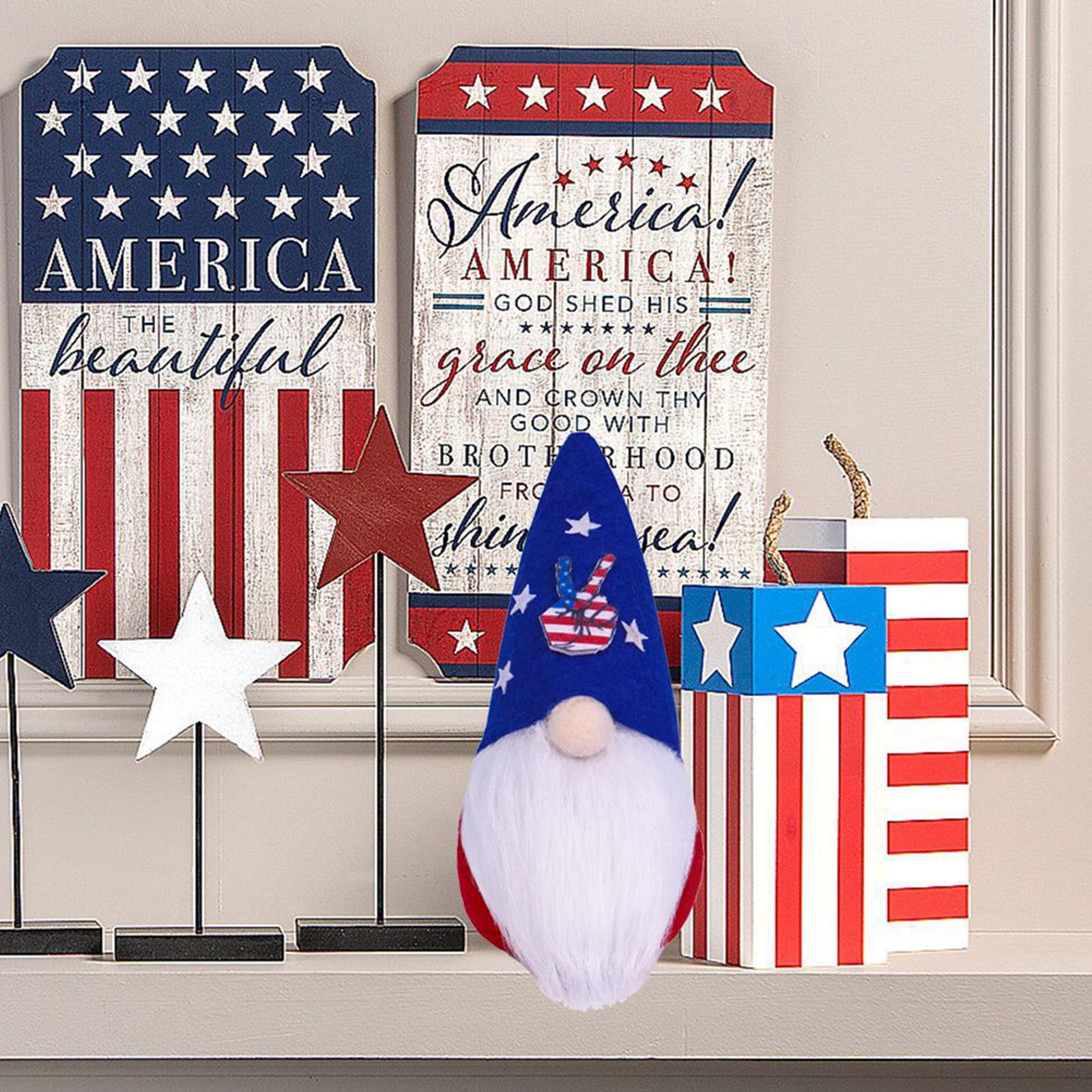 18 in. Patriotic Gnome Decoration in Red, White and Blue Attire main image 1
