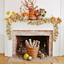 Peacheart 5.74FT Fall Maple Leaves Garland, Artificial Maple Leaf Hanging Vine with Pumpkin Berry for Autumn Harvest Thanksgiving Halloween Wedding Party Home Fireplace Mantel Table Centerpiece