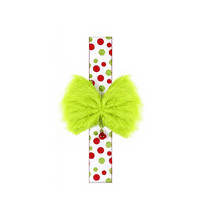 Peacheart 78.7 Inch Large Christmas Bow Lime Green Faux Furry Polka Dot Stripe Cabinet Ribbon Bow for Xmas Holiday Kitchen Decor