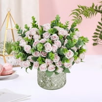 Peacheart Artificial Rose Flower, 13.7 Inch Faux Silk Flower Bouquet with Green Leaves for Floral Arrangement Spring Summer Farmhouse Home Vase Table Centerpiece