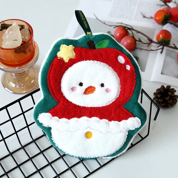 Peacheart Christmas Hand Towel, Soft Cute Snowman Christmas Dish Towel with Hanging Loop for Xmas Winter Kitchen Bathroom Decoration