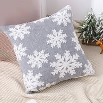 Peacheart Christmas Snowflake Pillow Covers 18" x 18", 3D Embroidery Faux Fur Christmas Throw Cushion Covers for Bed Sofa Couch Xmas Winter Holiday Farmhouse Home Bedroom Living Room Decor