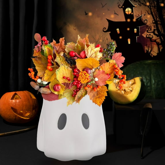 Peacheart Halloween Ghost Bucket, Cute Ghost Bucket Planter Pot Candy Bowl for Halloween Party Supplies Home Table Decor