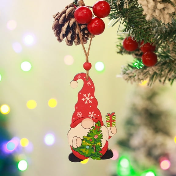 Peacheart Mini Christmas Gnome Wooden Ornaments Wood Christmas Tree Hanging Decoration for Party Supplies