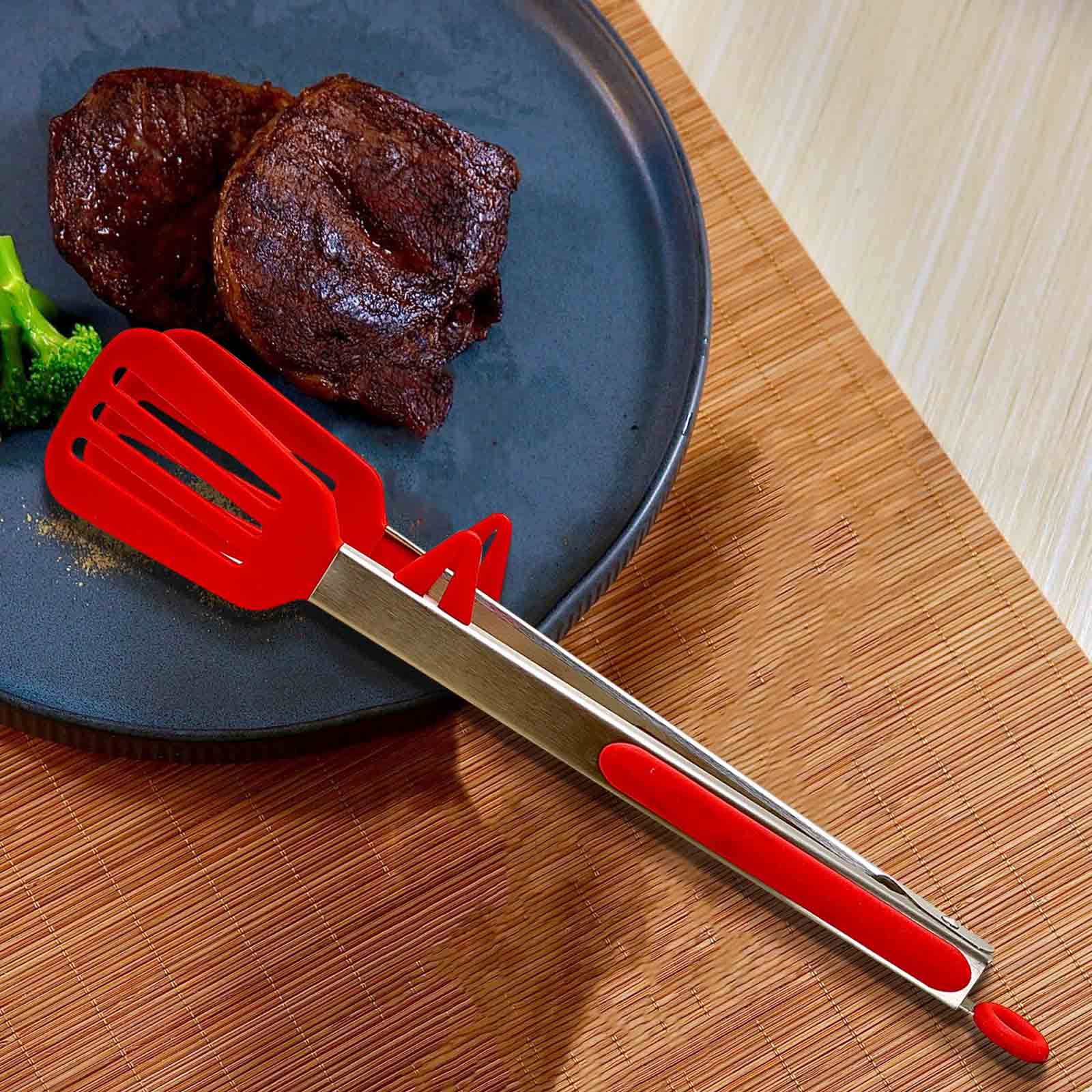 Tribal Cooking Kitchen Tongs with Silicone Tips - Stainless Steel tongs for cooking - 9 and 12 Tongs With Silicone Rubber Non Slip Grips, Heat Resistant Metal Tongs