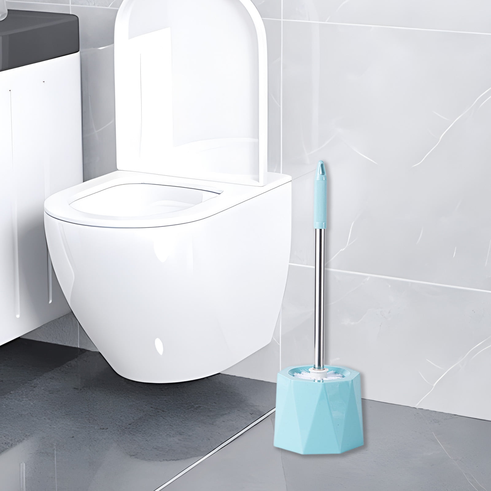 Peacheart Toilet Brush with Holder, 19.6" Long Handle Toilet Bowl Brush ...