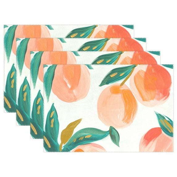 Peaches 12×18 inch Placemats Heat Resistant Washable Foldable Rectangular Placemats Set Decoration Indoor Outdoor for Kitchen Dining Table 1PC