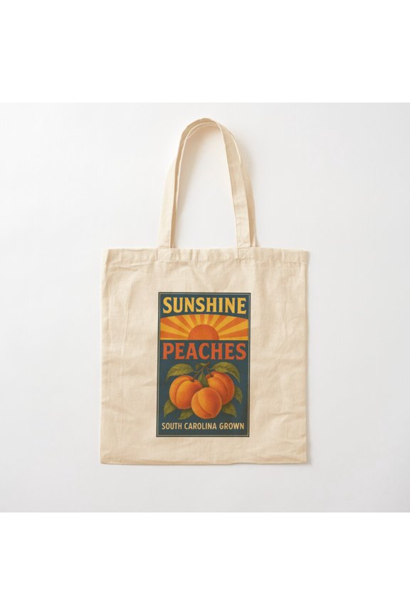 Peaches And More Peaches Canvas Tote Bags, Reusable Shopping Bag
