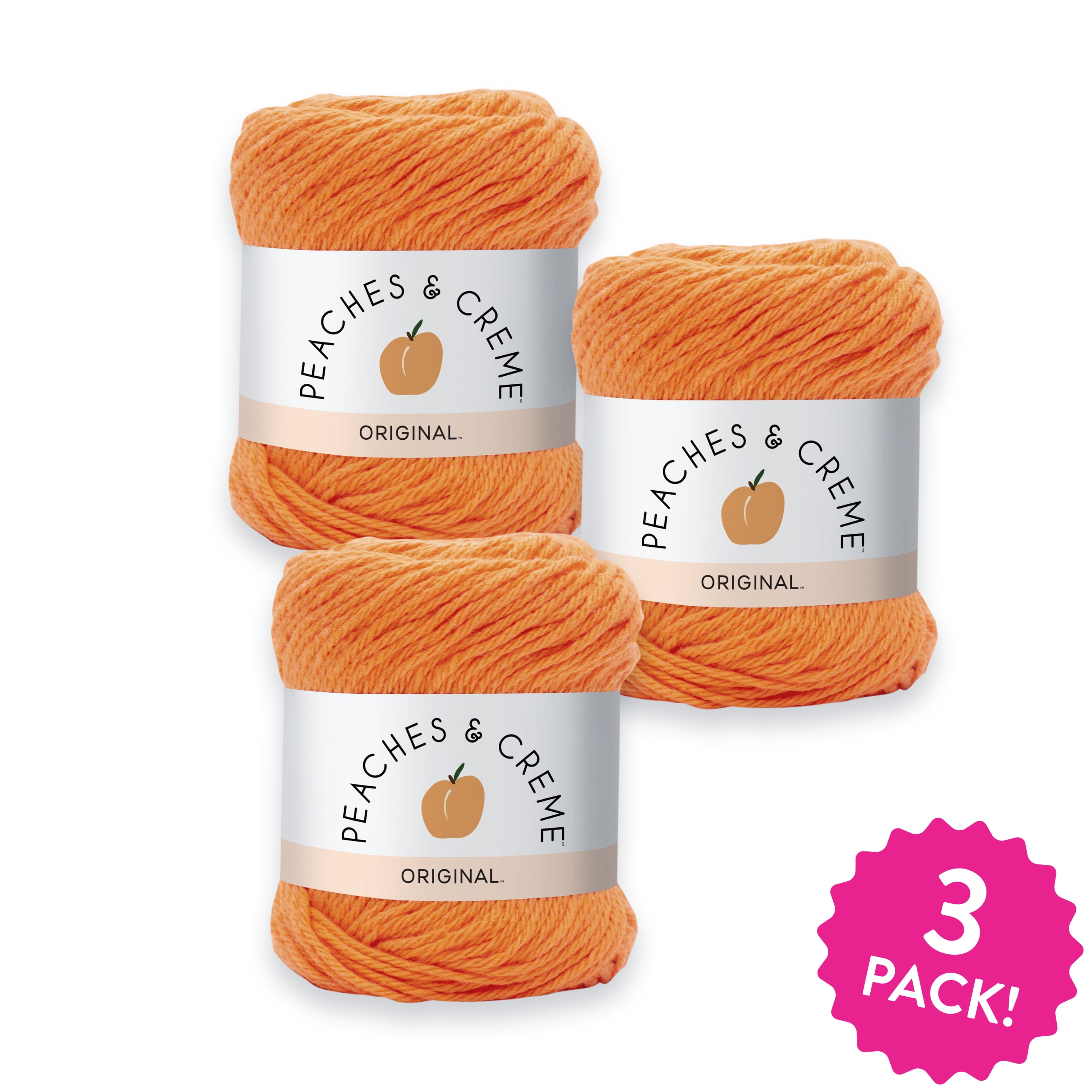Peaches & Creme #4 Medium Cotton Yarn, Bright Orange 2.5oz/70.9g, 120 Yards (15 Pack), Size: Medium (4)