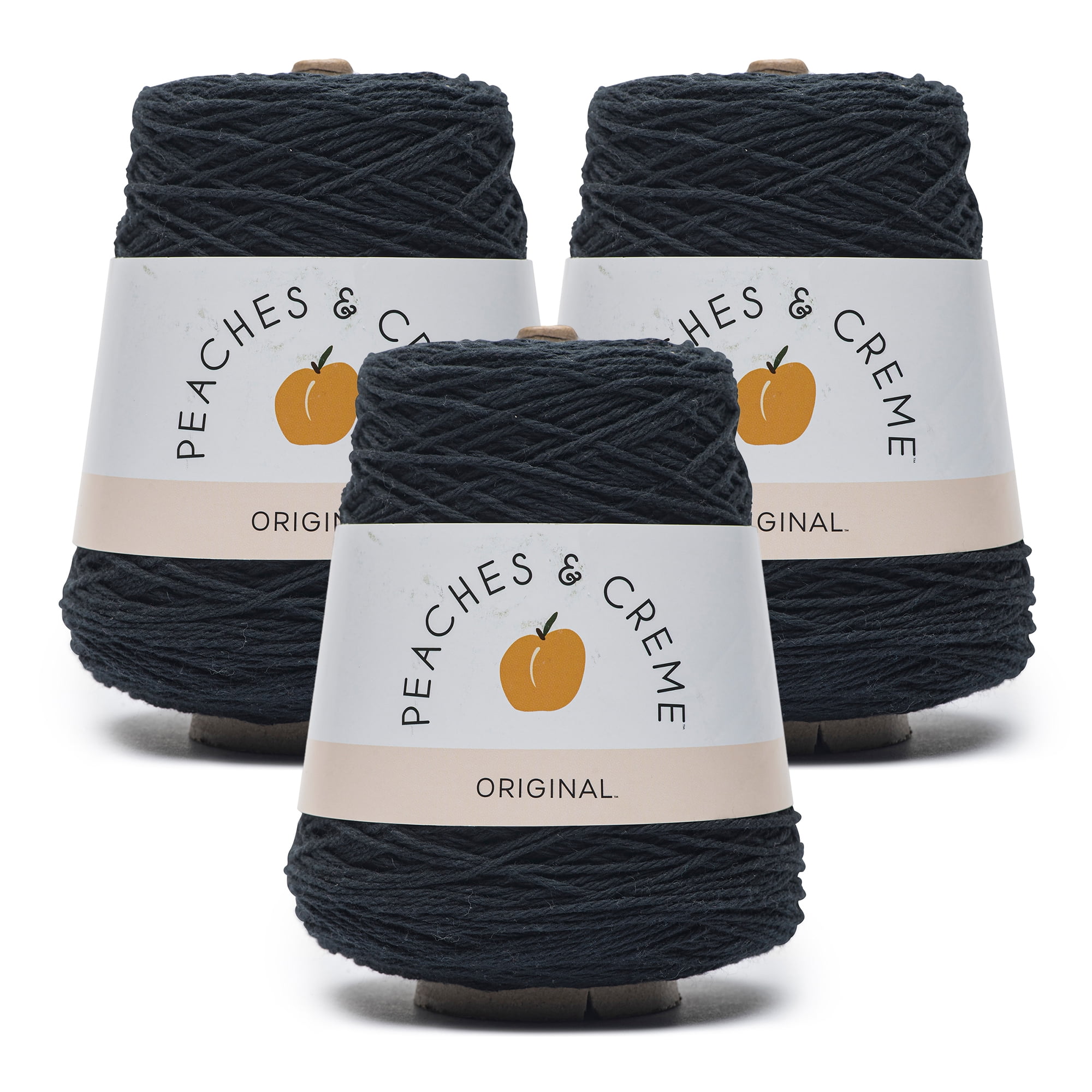 Peaches & Creme™ Cone #4 Medium Cotton Yarn, Black 14oz/400g, 674 Yards (3 Pack)