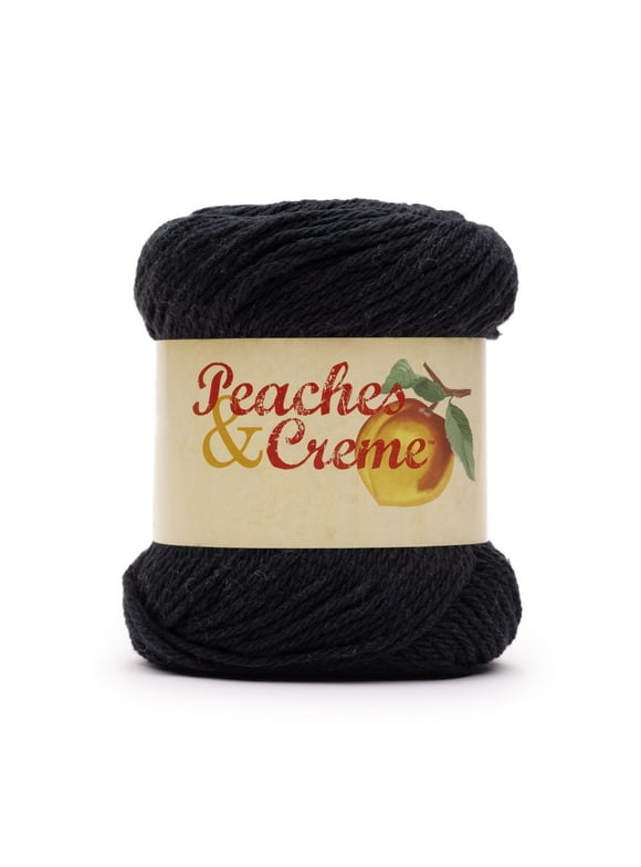 Peaches & Creme Solid 4 Medium Cotton Yarn, Black 2.5oz/70.9g, 120 Yards