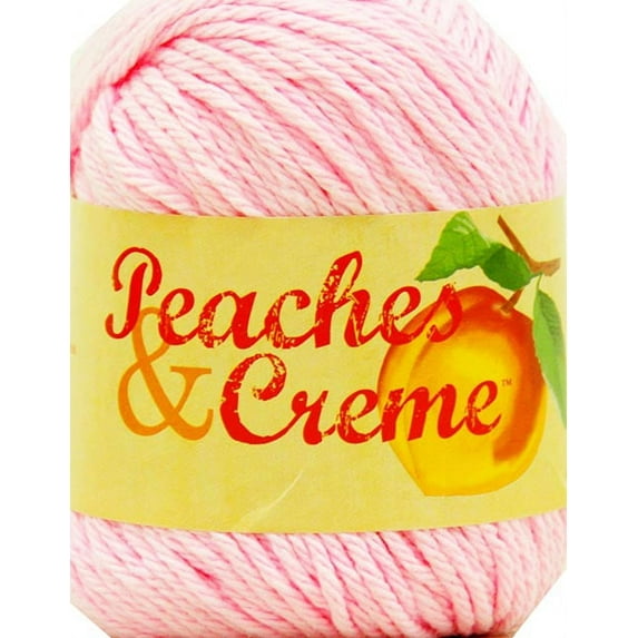 Peaches & Creme Solid 4 Medium Cotton Yarn, Pastel Pink 2.5oz/70.9g, 120 Yards