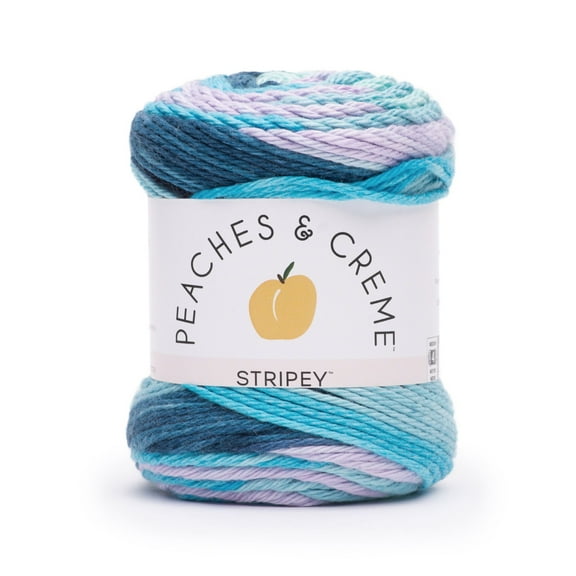 Peaches & Creme Stripey 4 Medium Cotton Yarn, Evening Sea 2oz/56.7g, 102 Yards