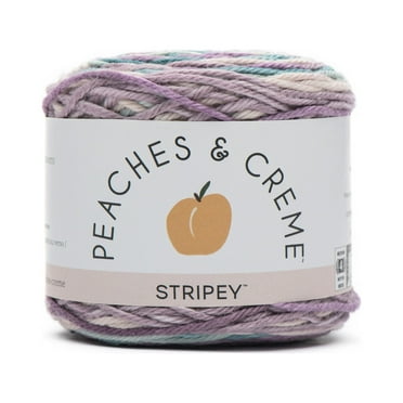 Peaches & Creme Stripey 4 Medium Cotton Yarn, Lavender Meadow 2oz/56.7g, 102 Yards