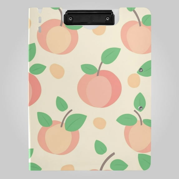 Peaches Leaves Pastel Color Foldable Binder Folder Clipboard with Pen Slot Double Clips A4 Size File Storage