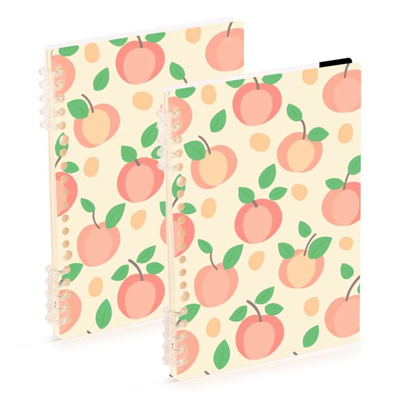 Peaches Leaves Pastel Color Notebook Detachable Coil Notebook Diary Plan Book A5 Size 60 Pages 1 Pack