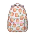 thumbnail image 1 of Peaches Print Students Backpack Fresh Pink Peach School Bag with Cute Funny Kawaii Pattern, Abstract Summer Fruit Painting Design, 1 of 5