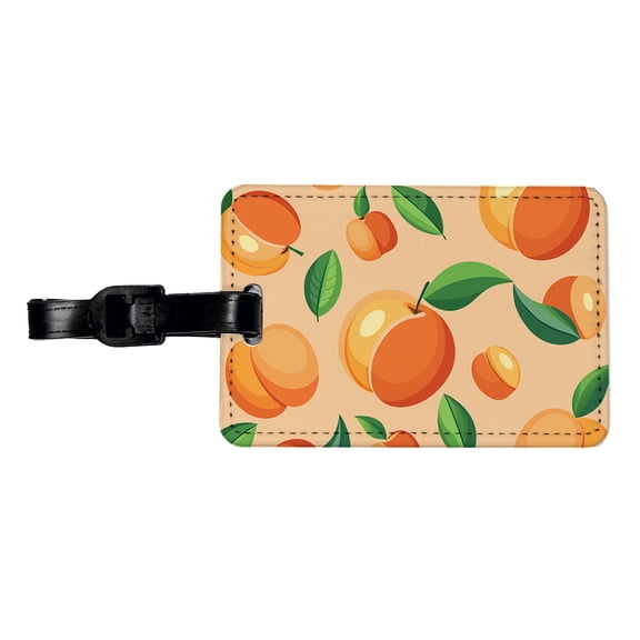 Peaches Scattered Background Pattern Faux Leather Travel Luggage Tag