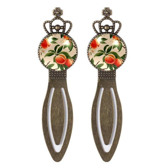 Peaches Set of Vintage Copper Crown-Shaped Bookmarks - Stainless Steel Book Accessories for Readers and Book Lovers, Pack of 2