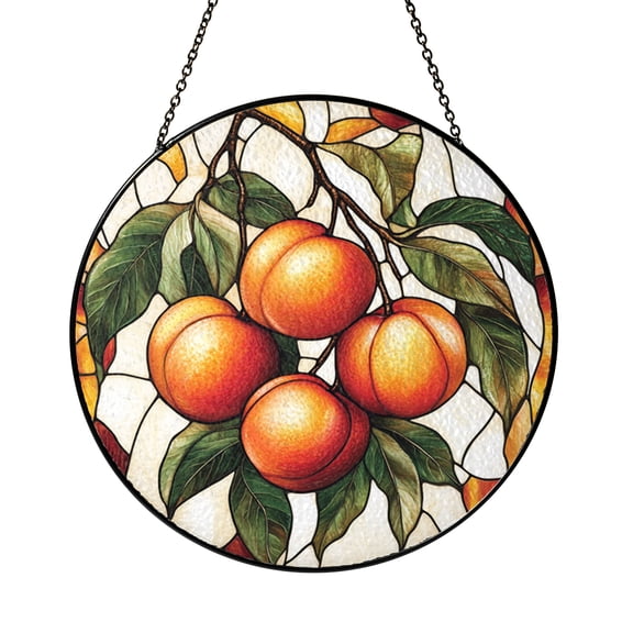 Peaches Stained Glass Window Panel – Decorative Window Accent