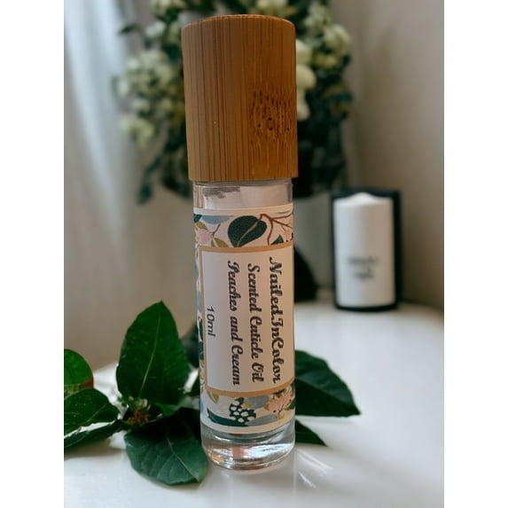 NailedInColor Peaches and Cream Scented Cuticle Oil with Vitamin E, Roller Bottle