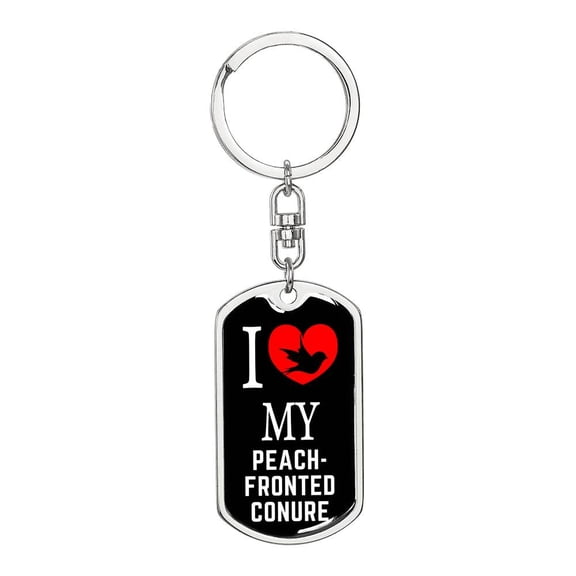 Peachfronted Conure Bird Lover Keyring Dog Tag Keychain Stainless Steel Silver Tone or Gold Tone